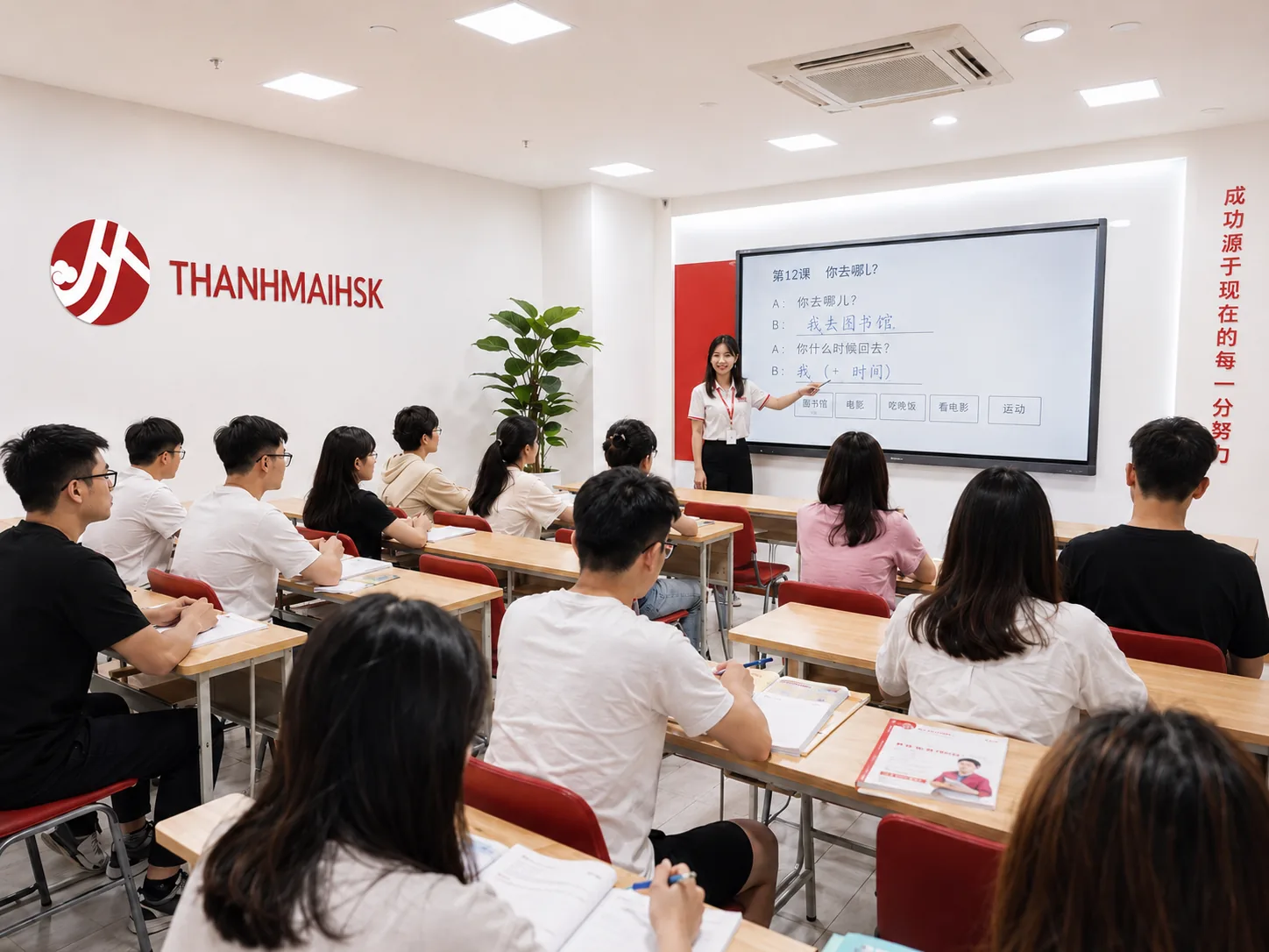 Hình ảnh thực tế lớp học tiếng Trung tương tác cao tại trung tâm THANHMAIHSK